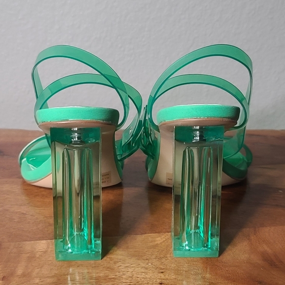 Gianni Bini Liyra Green Clear Jelly Ankle Strap Block Heel Sandals - Picture 3 of 7
